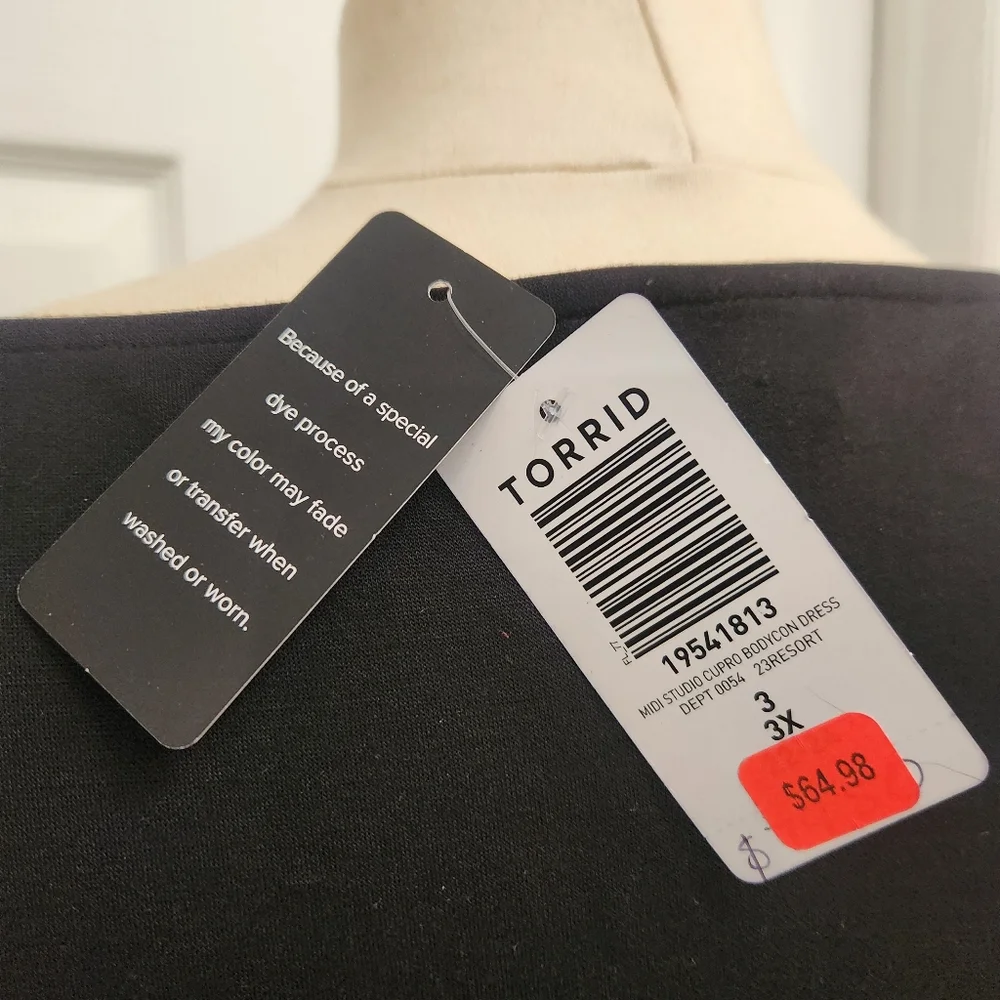 Torrid Black Bodycon Midi Dress With Slit Soft Stretchy Short Sleeve Plus 3X - Picture 10 of 13